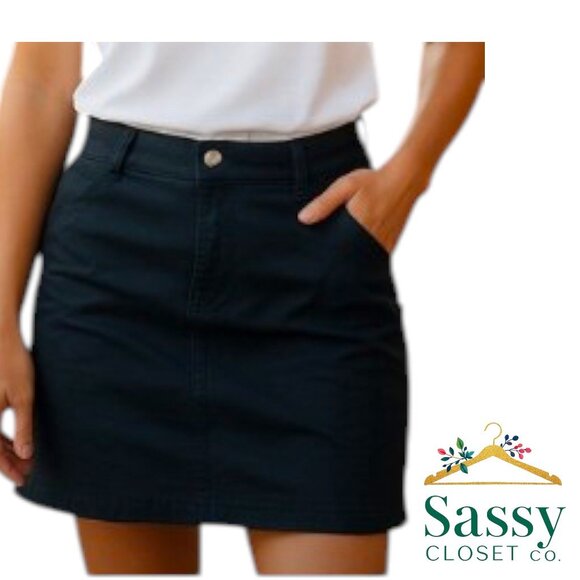 EDDIE BAUER Travel Skort – Black, Pockets, Sz 14, Excellent - Picture 1 of 8